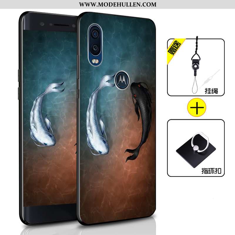 Hülle Motorola One Vision Weiche Silikon Alles Inklusive Handy Schutz Anti-sturz Case Blau