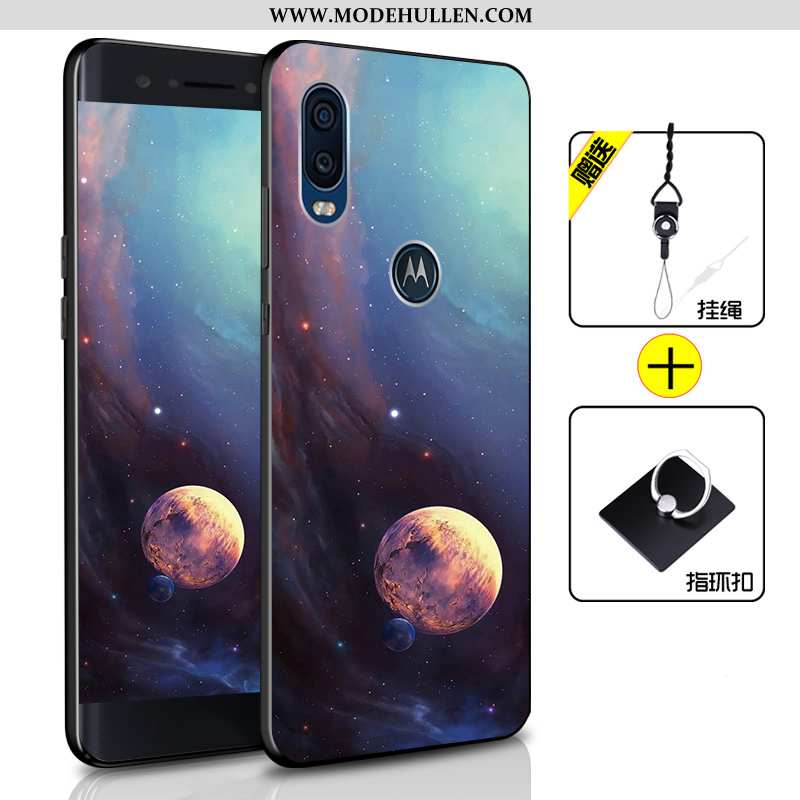 Hülle Motorola One Vision Weiche Silikon Alles Inklusive Handy Schutz Anti-sturz Case Blau