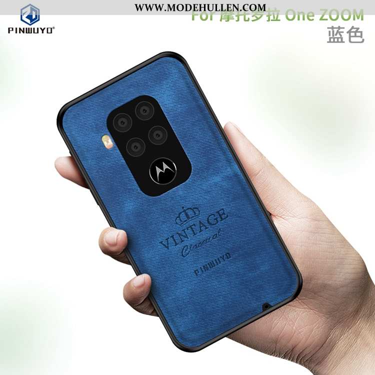 Hülle Motorola One Zoom Nubuck Super Dünne Schwarz High-end Stoff