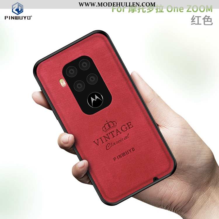 Hülle Motorola One Zoom Nubuck Super Dünne Schwarz High-end Stoff