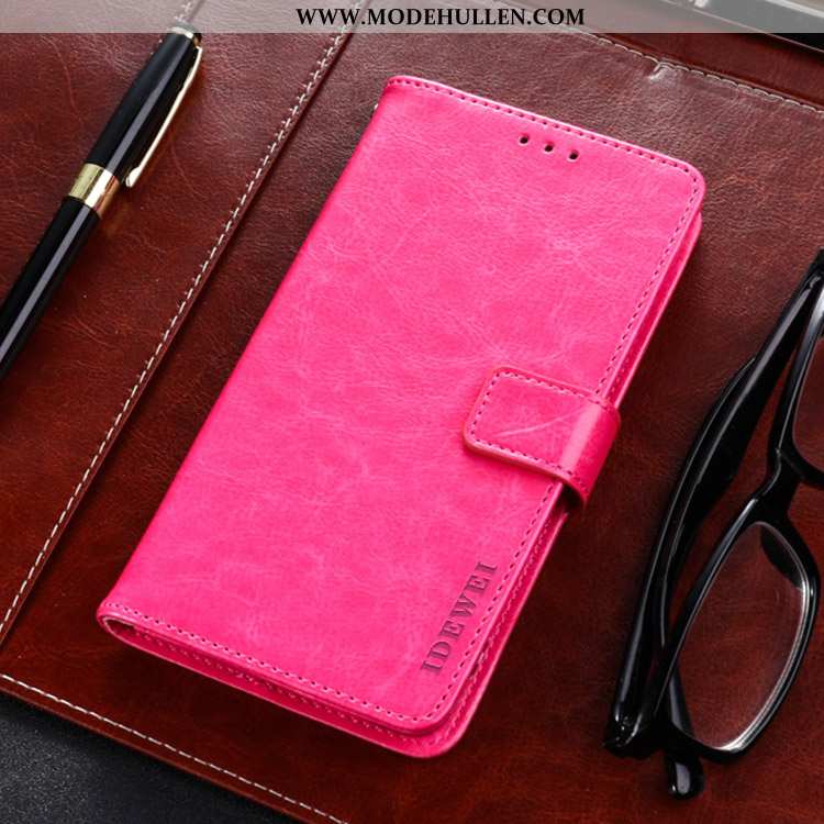 Hülle Nokia 1.3 Schutz Lederhülle Folio Anti-sturz Rot Clamshell Rosa