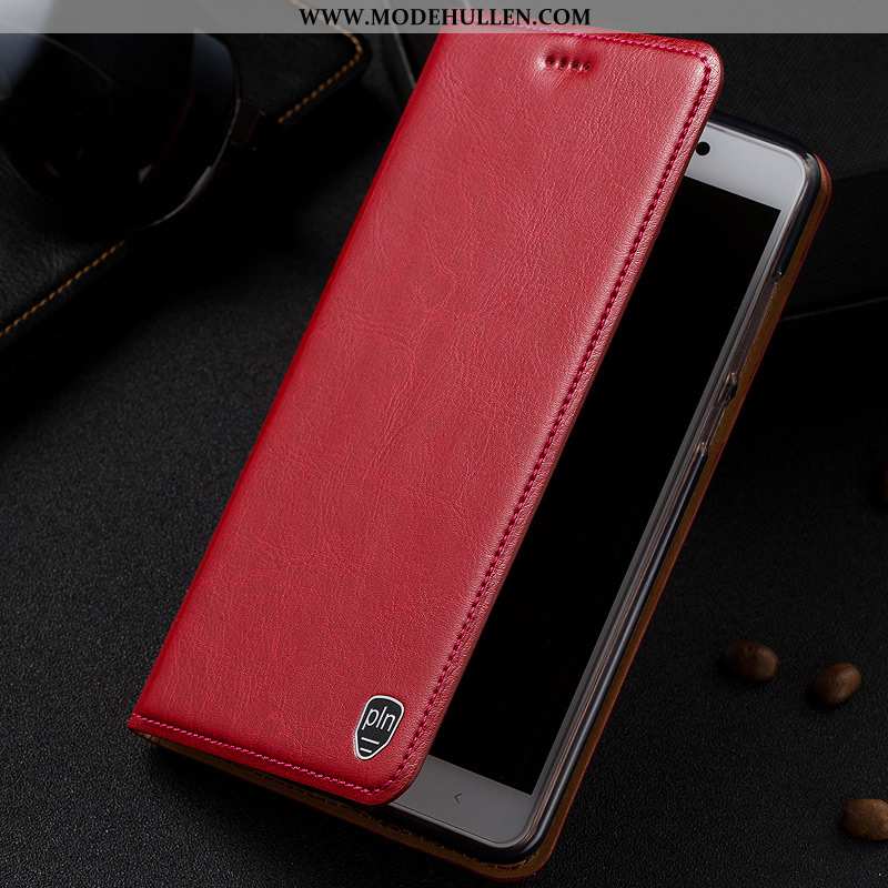 Hülle Nokia 2.1 Schutz Echt Leder Handy Case Rot Rote