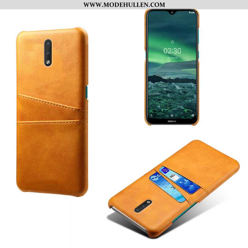 Hülle Nokia 2.3 Schutz Leder Case Karte Handy Gelb Schwer Gelbe