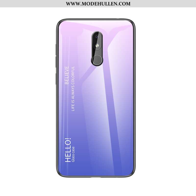Hülle Nokia 3.2 Persönlichkeit Silikon Einfach Schutz Glas Case Blau