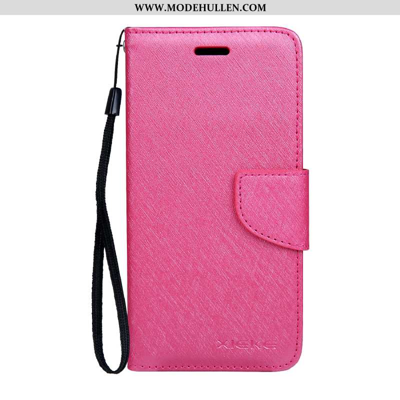 Hülle Nokia 4.2 Lederhülle Muster Case Rot Folio Schutz Rosa