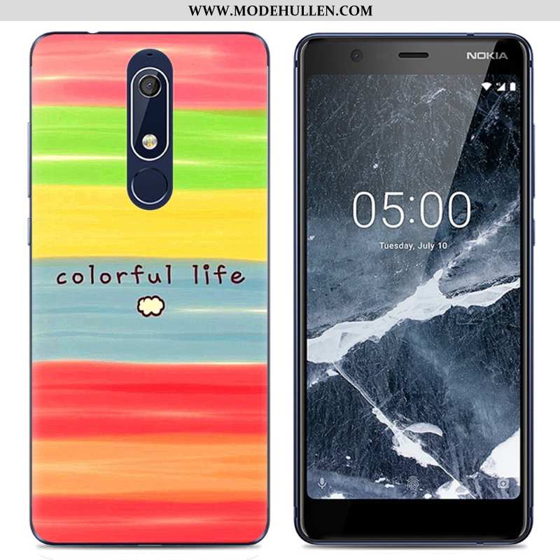 Hülle Nokia 5.1 Karikatur Trend Kreativ Rosa Handy Schutz Weiche