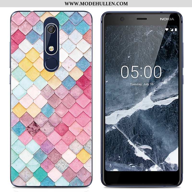 Hülle Nokia 5.1 Karikatur Trend Kreativ Rosa Handy Schutz Weiche