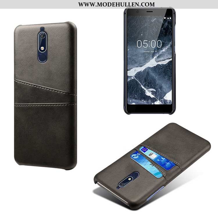 Hülle Nokia 5.1 Muster Lederhülle Leder Kuh Anti-sturz Handy Braun