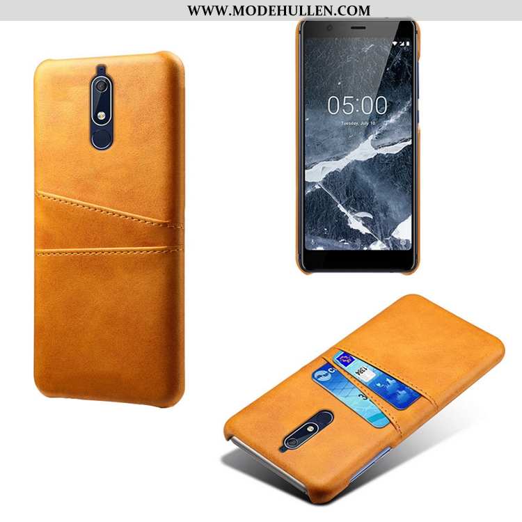 Hülle Nokia 5.1 Muster Lederhülle Leder Kuh Anti-sturz Handy Braun