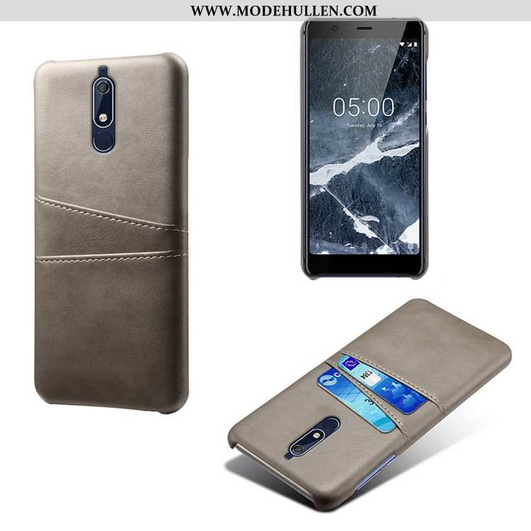 Hülle Nokia 5.1 Muster Lederhülle Leder Kuh Anti-sturz Handy Braun