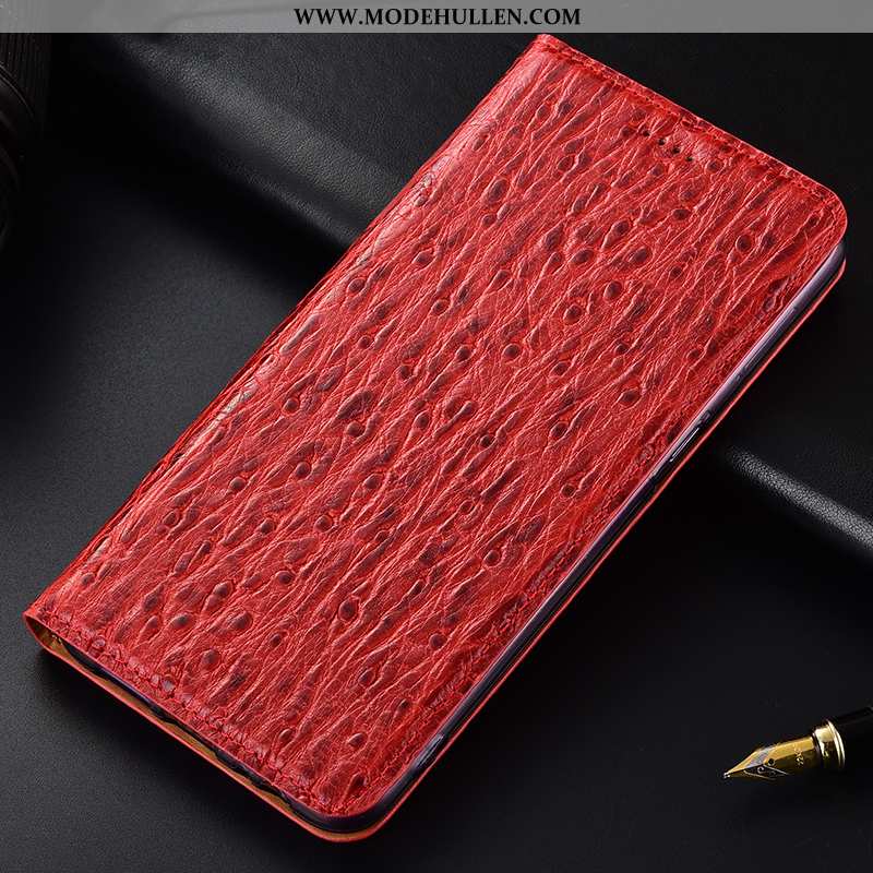 Hülle Nokia 5.1 Plus Schutz Echt Leder Case Rot Handy Folio Rote