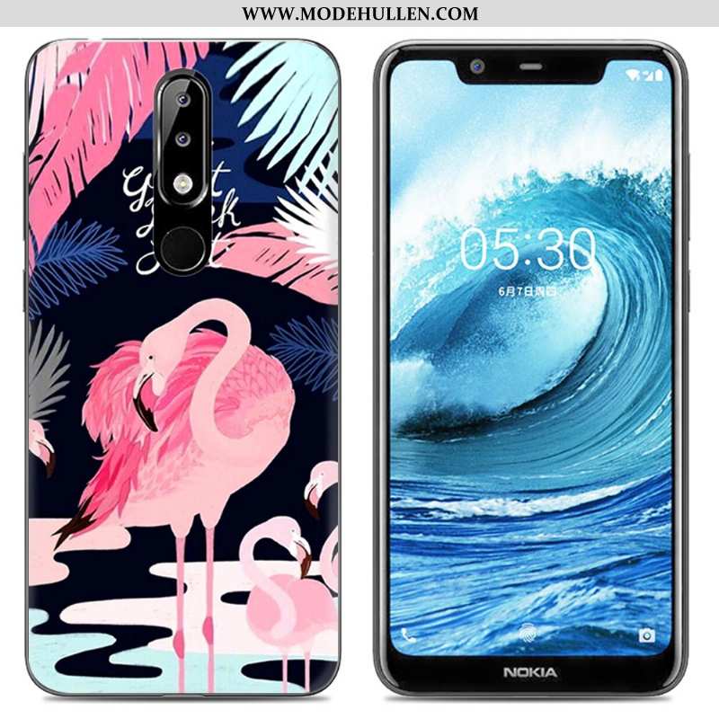 Hülle Nokia 5.1 Plus Weiche Schutz Anti-sturz Kreativ Rosa Gemalt Karikatur