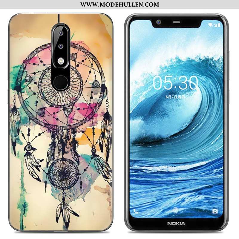 Hülle Nokia 5.1 Plus Weiche Schutz Anti-sturz Kreativ Rosa Gemalt Karikatur