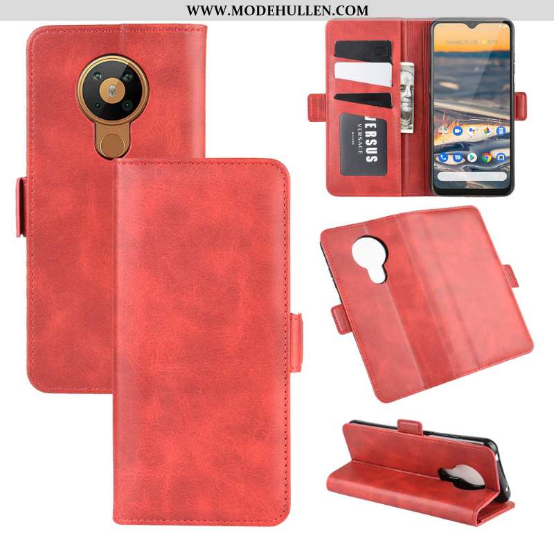 Hülle Nokia 5.3 Schutz Lederhülle Clamshell Case Schnalle Karte Rot Rote