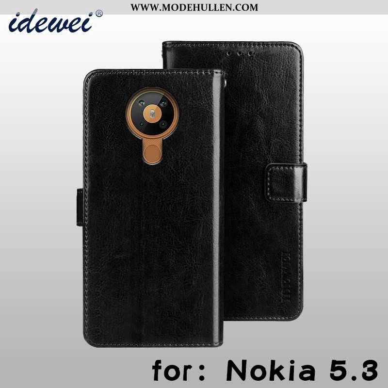 Hülle Nokia 5.3 Schutz Lederhülle Handy Geldbörse Case Karte Folio Braun