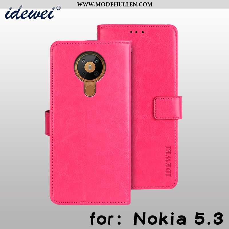 Hülle Nokia 5.3 Schutz Lederhülle Handy Geldbörse Case Karte Folio Braun