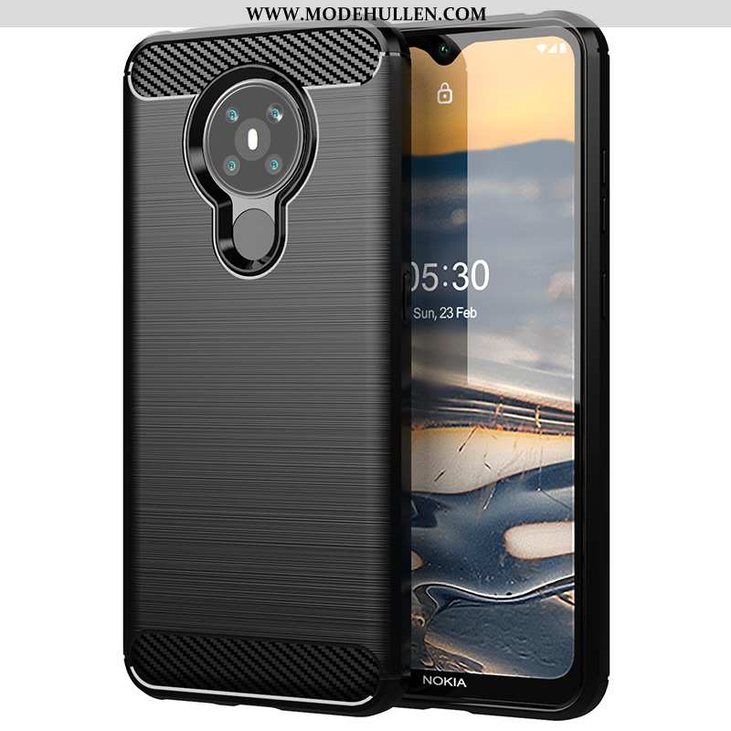 Hülle Nokia 5.3 Silikon Schutz Handy Anti-sturz Seide Case Faser Schwarz