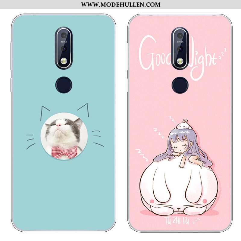 Hülle Nokia 7.1 Karikatur Nette Handy Weiche Silikon Case Blau