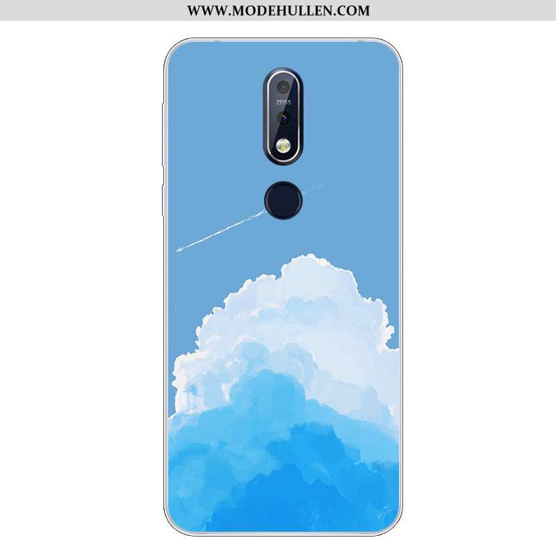 Hülle Nokia 7.1 Karikatur Nette Handy Weiche Silikon Case Blau