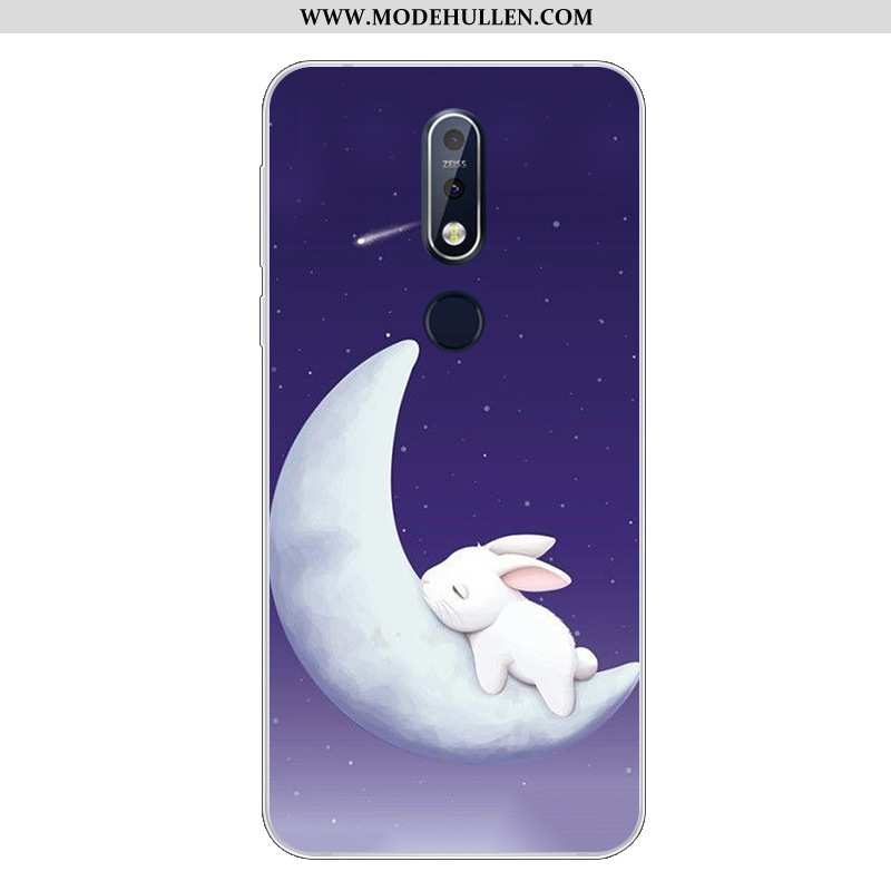 Hülle Nokia 7.1 Karikatur Nette Handy Weiche Silikon Case Blau