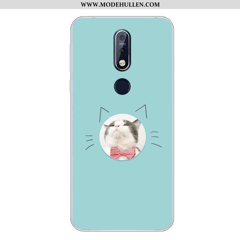 Hülle Nokia 7.1 Karikatur Nette Handy Weiche Silikon Case Blau