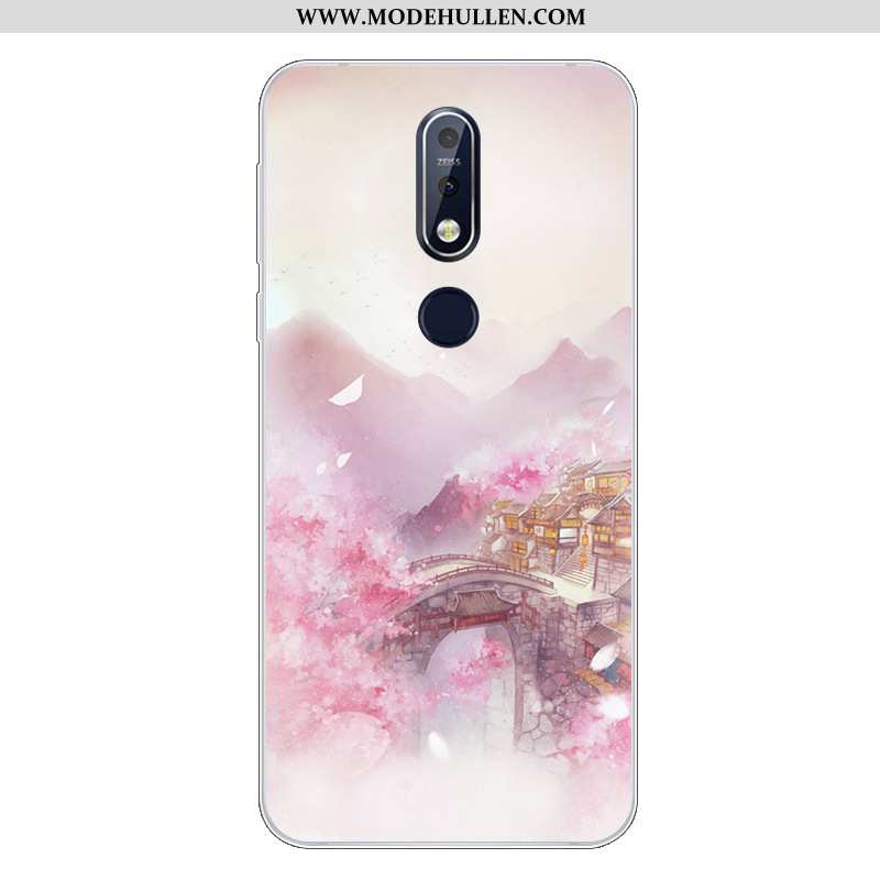 Hülle Nokia 7.1 Karikatur Nette Handy Weiche Silikon Case Blau