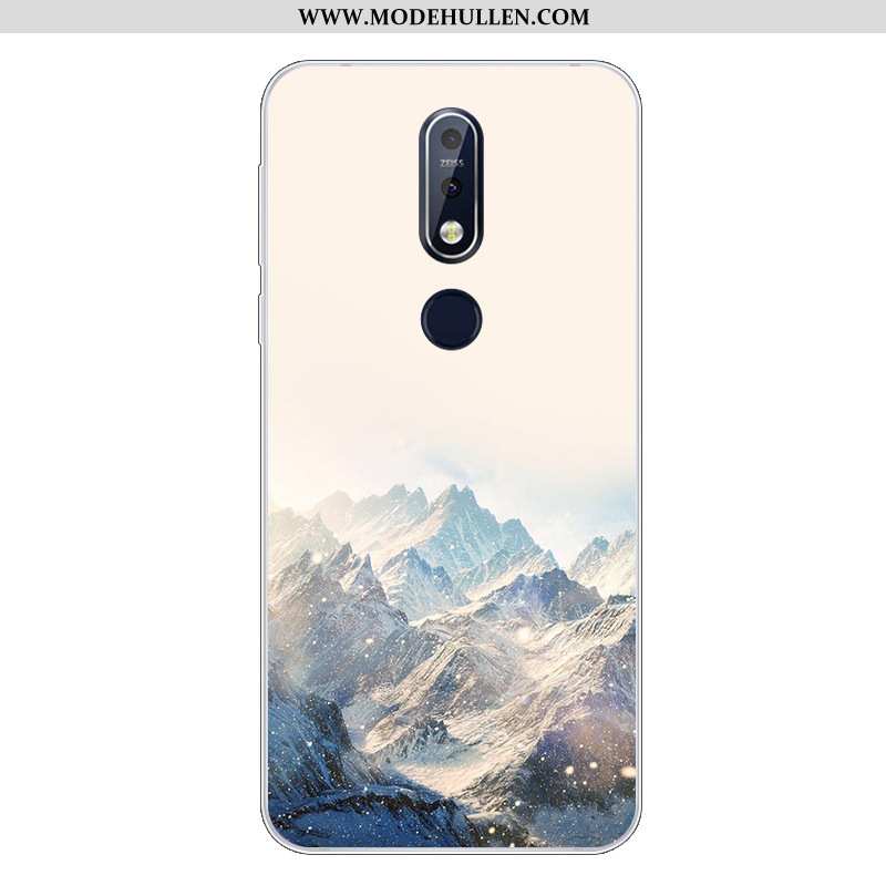 Hülle Nokia 7.1 Karikatur Nette Handy Weiche Silikon Case Blau