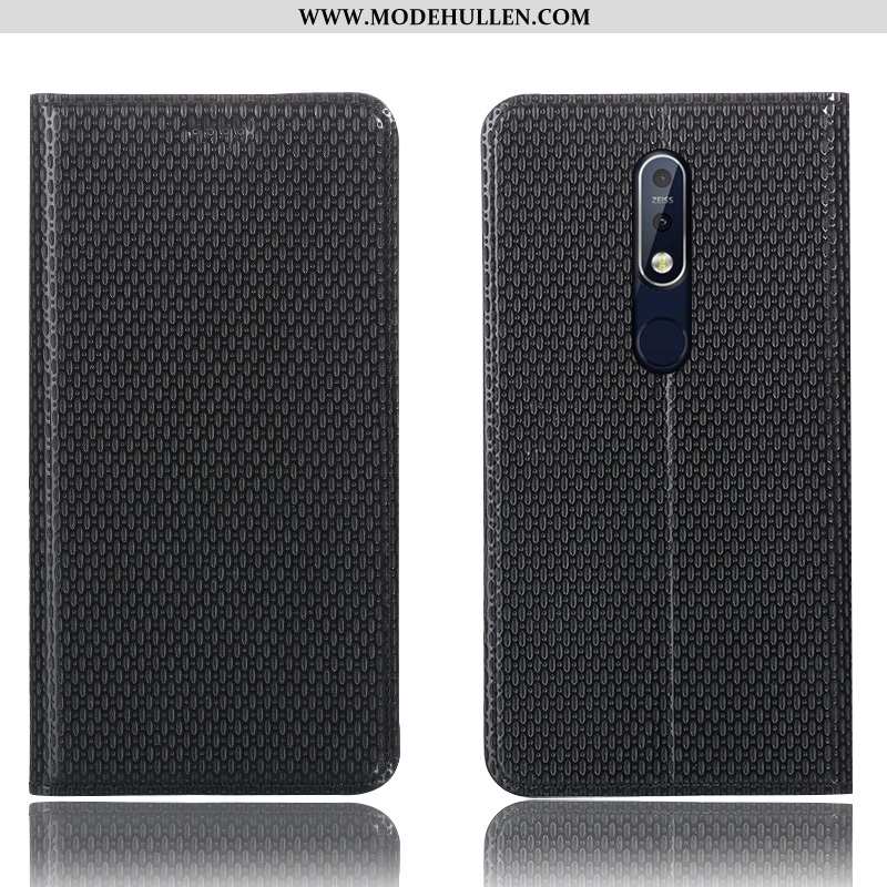 Hülle Nokia 7.1 Lederhülle Muster Folio Handy Schwarz Alles Inklusive
