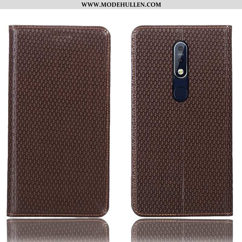 Hülle Nokia 7.1 Lederhülle Muster Folio Handy Schwarz Alles Inklusive