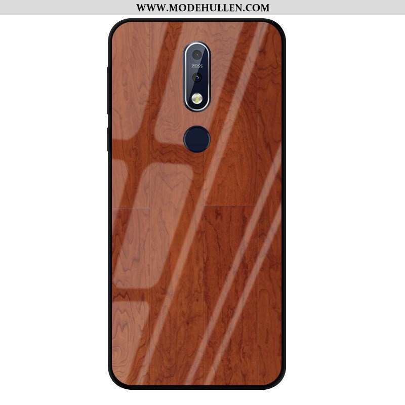 Hülle Nokia 7.1 Schutz Glas Business Muster Braun Case Kreativ