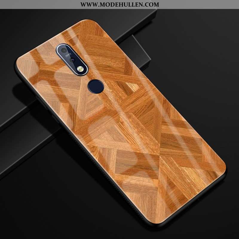 Hülle Nokia 7.1 Schutz Glas Business Muster Braun Case Kreativ
