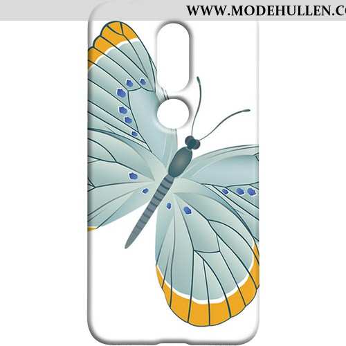 Hülle Nokia 7.1 Schutz Nubuck Case Handy Frisch Schmetterling Blau