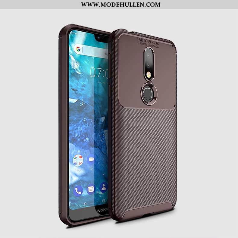 Hülle Nokia 7.1 Silikon Schutz Nubuck Einfassung Case Weiche Anti-sturz Braun