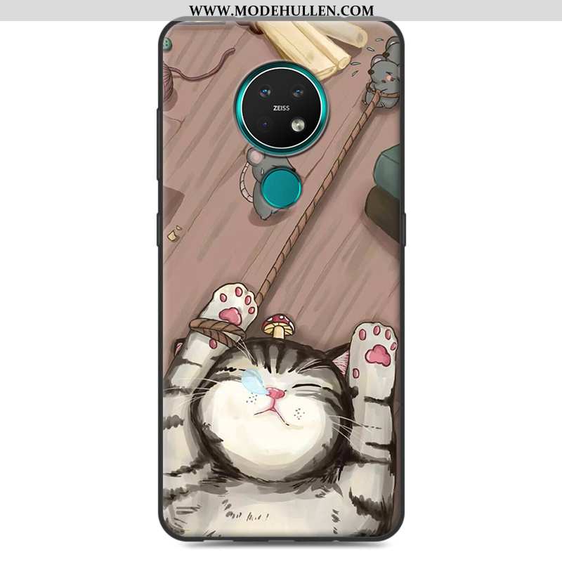 Hülle Nokia 7.2 Weiche Silikon Schutz Case Handy Karikatur Beige