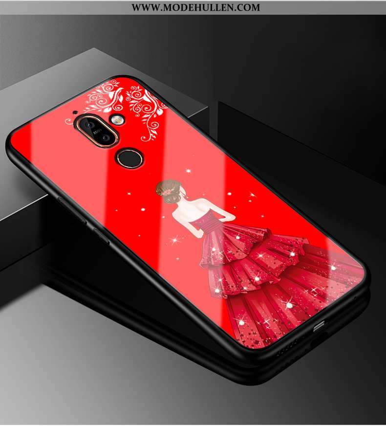 Hülle Nokia 7 Plus Glas Mode Rot Persönlichkeit Case Handy Rote
