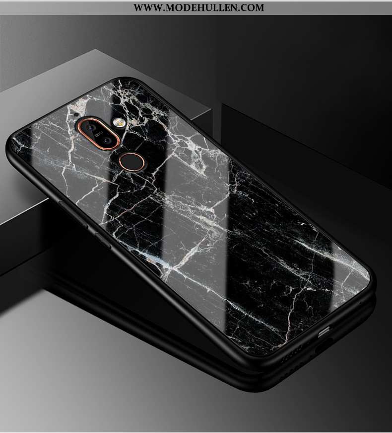 Hülle Nokia 7 Plus Schutz Glas Persönlichkeit Anti-sturz Case Silikon Schwarz