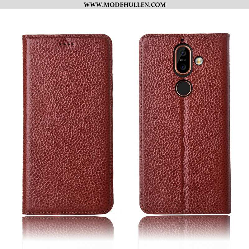 Hülle Nokia 7 Plus Schutz Lederhülle Neu Einfassung Case Folio Braun