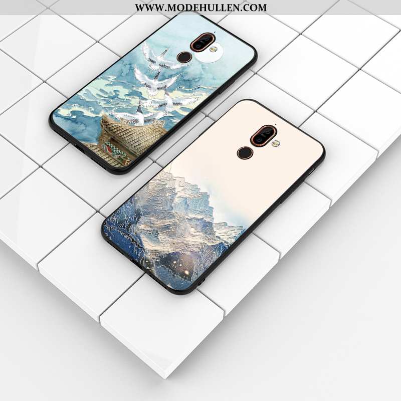 Hülle Nokia 7 Plus Silikon Schutz Blau Prägung Persönlichkeit Handy