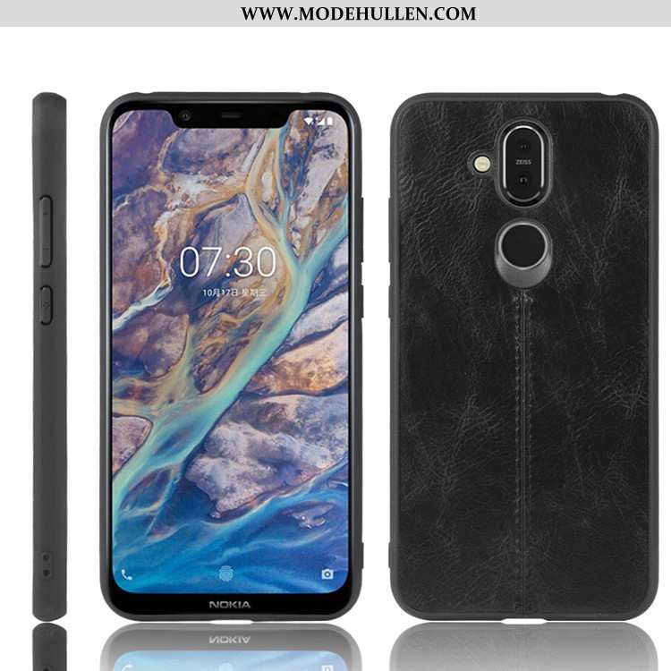 Hülle Nokia 8.1 Leder Schutz Handy Alles Inklusive Schwer Schwarz