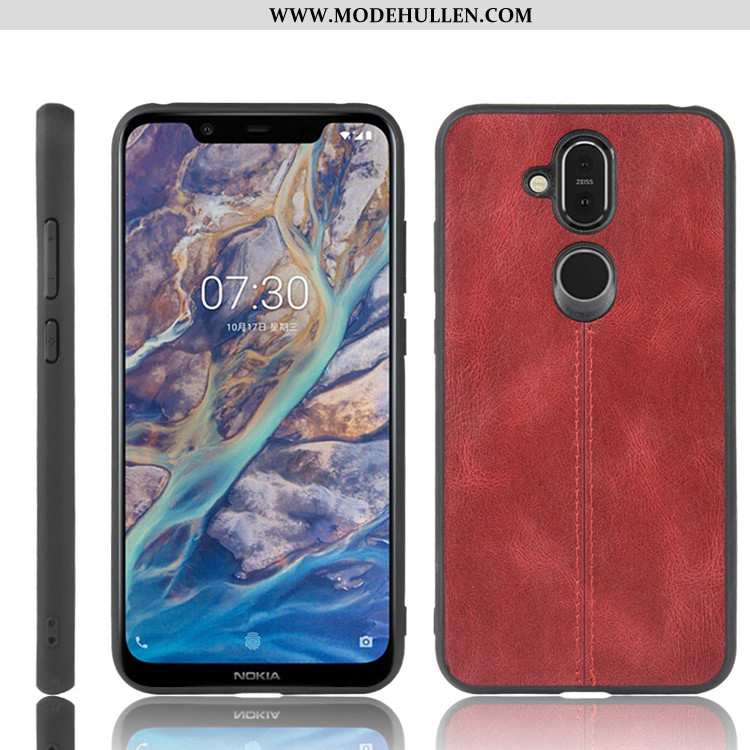 Hülle Nokia 8.1 Leder Schutz Handy Alles Inklusive Schwer Schwarz