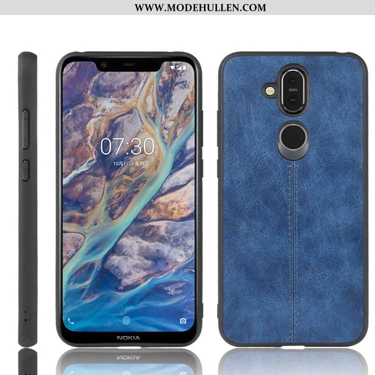 Hülle Nokia 8.1 Leder Schutz Handy Alles Inklusive Schwer Schwarz