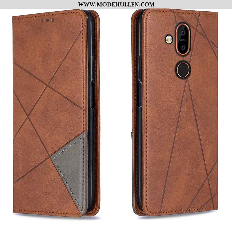 Hülle Nokia 8.1 Schutz Lederhülle Alles Inklusive Khaki Automatisch Case