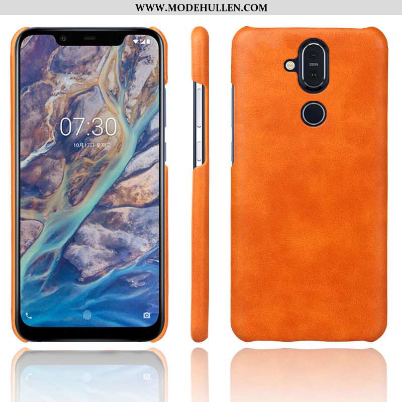 Hülle Nokia 8.1 Schutz Lederhülle Rot Case Handy Leder Rote