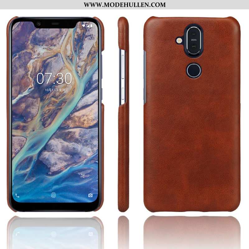 Hülle Nokia 8.1 Schutz Lederhülle Rot Case Handy Leder Rote