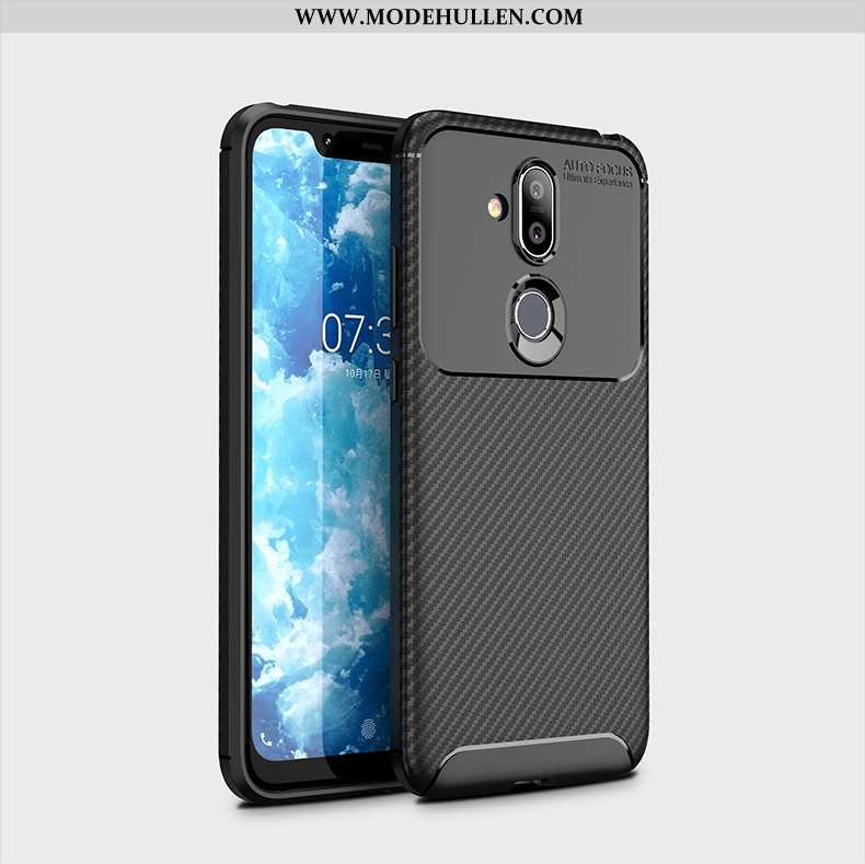 Hülle Nokia 8.1 Schutz Weiche Business Handy Case Faser Braun