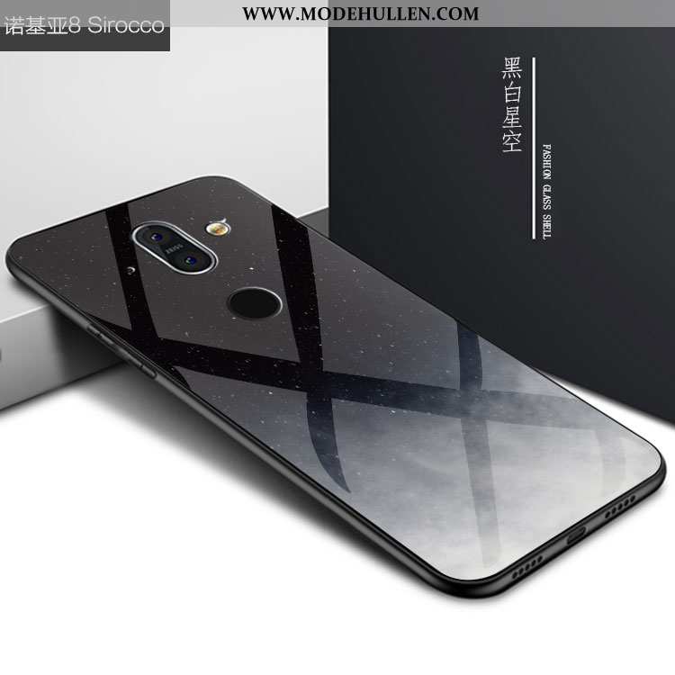 Hülle Nokia 8 Sirocco Trend Glas Handy Persönlichkeit Sternenhimmel Case Schwarz