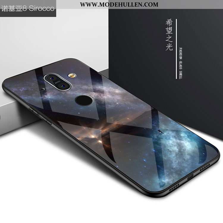 Hülle Nokia 8 Sirocco Trend Glas Handy Persönlichkeit Sternenhimmel Case Schwarz