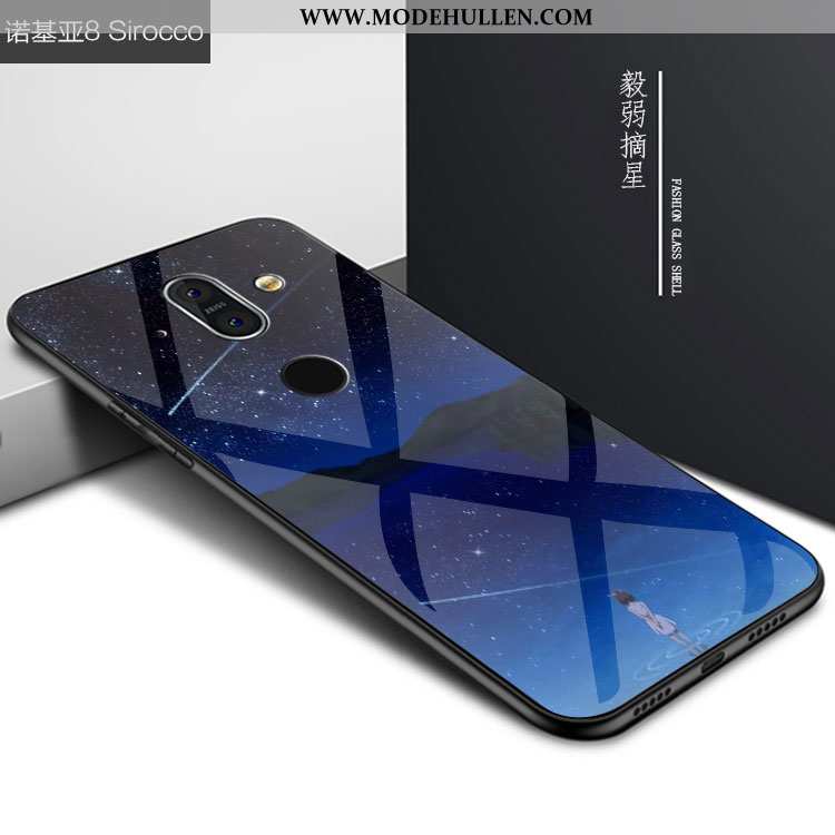 Hülle Nokia 8 Sirocco Trend Glas Handy Persönlichkeit Sternenhimmel Case Schwarz