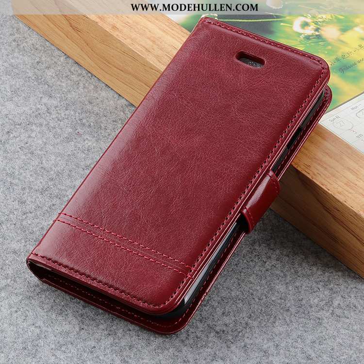 Hülle Nokia 9 Pureview Muster Weinrot Pu Handy Case Burgund