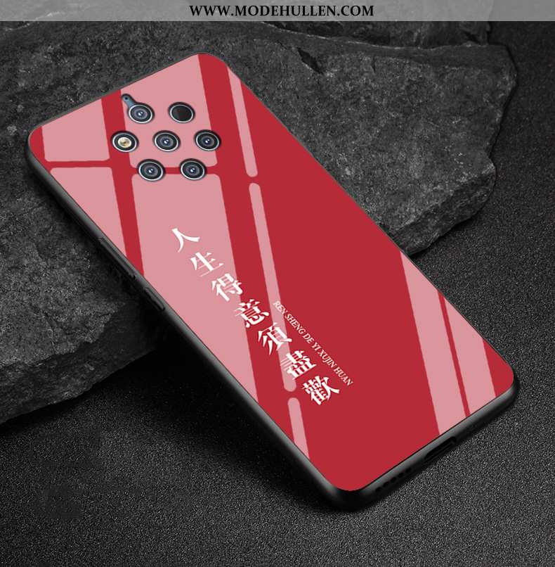 Hülle Nokia 9 Pureview Nette Schutz Anti-sturz Glas Rot Case Handy Rote